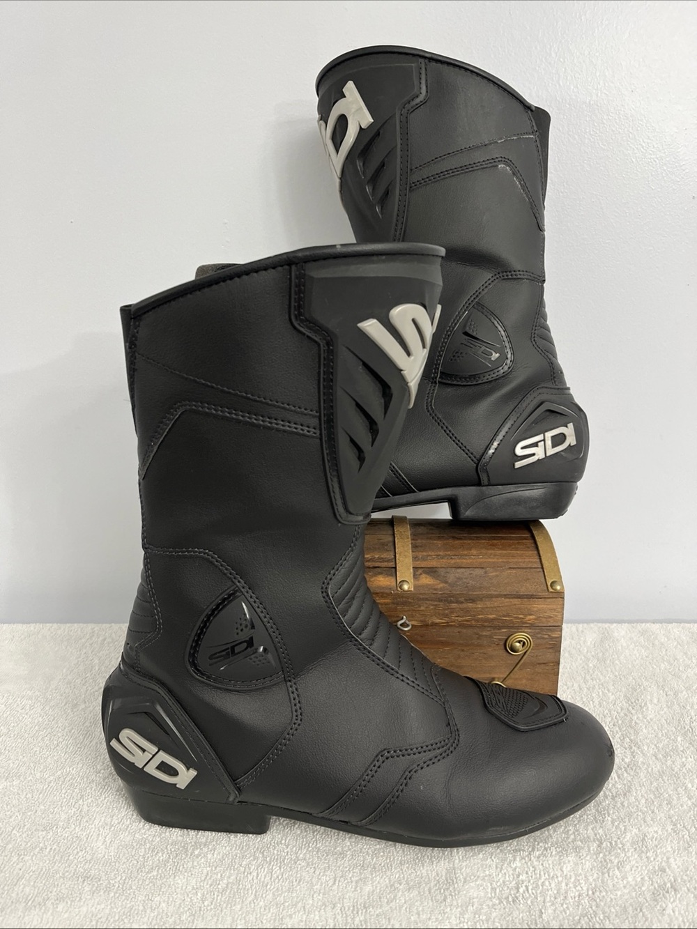 Sidi Motorcycle Boots Black Leather Mens Size EU46 UK11 US 11.5 Made In Italy